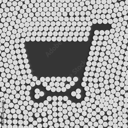 pills concept: shopping, trolley
