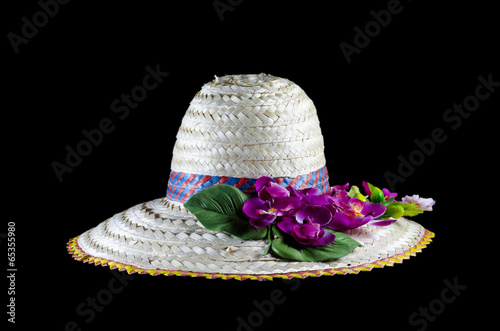 beach hat and flower isolat...