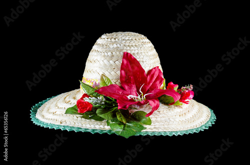 beach hat and flower isolat...