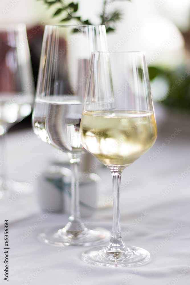 A pair of glasses in restaurant. Shallow DOF