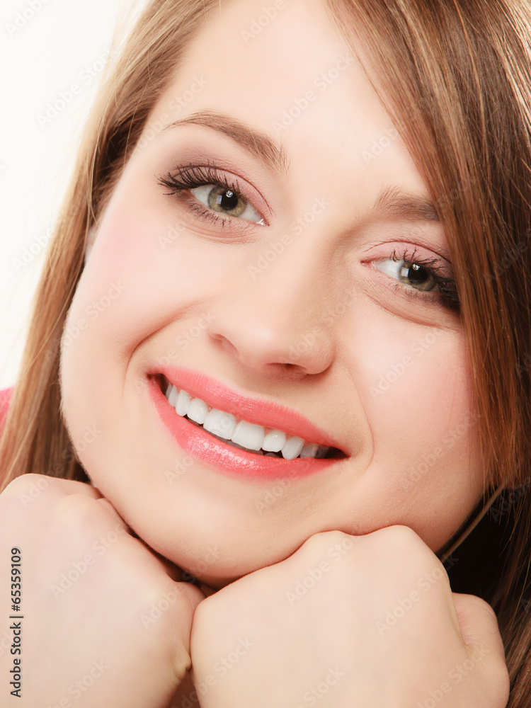 Fototapeta premium Face of young woman happy girl college student