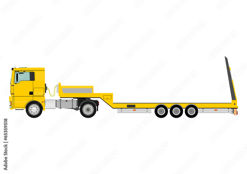 Cartoon tractor unit with a heavy trailer Cartoon tractor unit with a heavy trailer
