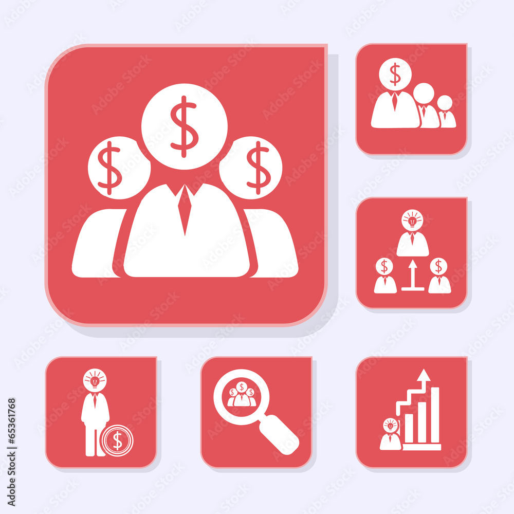 Business flat red icons Business flat red icons