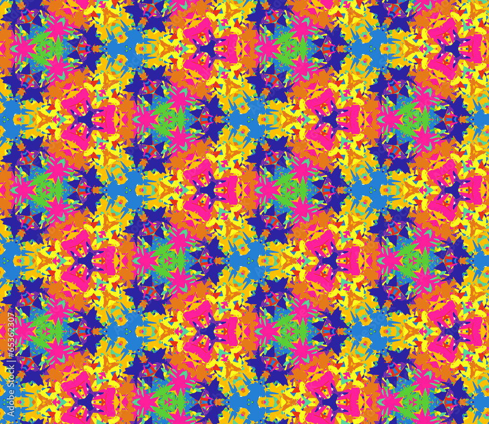 Seamless Pattern Composed of Bright Color Abstract Elements