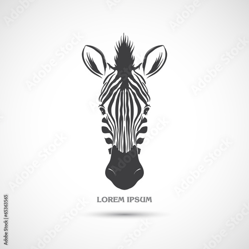 Label with the head of a zebra. Vector.