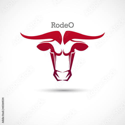 Label with a bull's head. Rodeo.