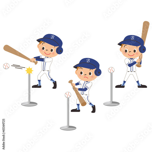 バッティング練習をする子供