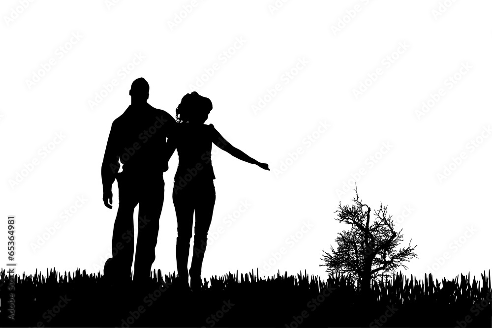 Vector silhouette of couple.