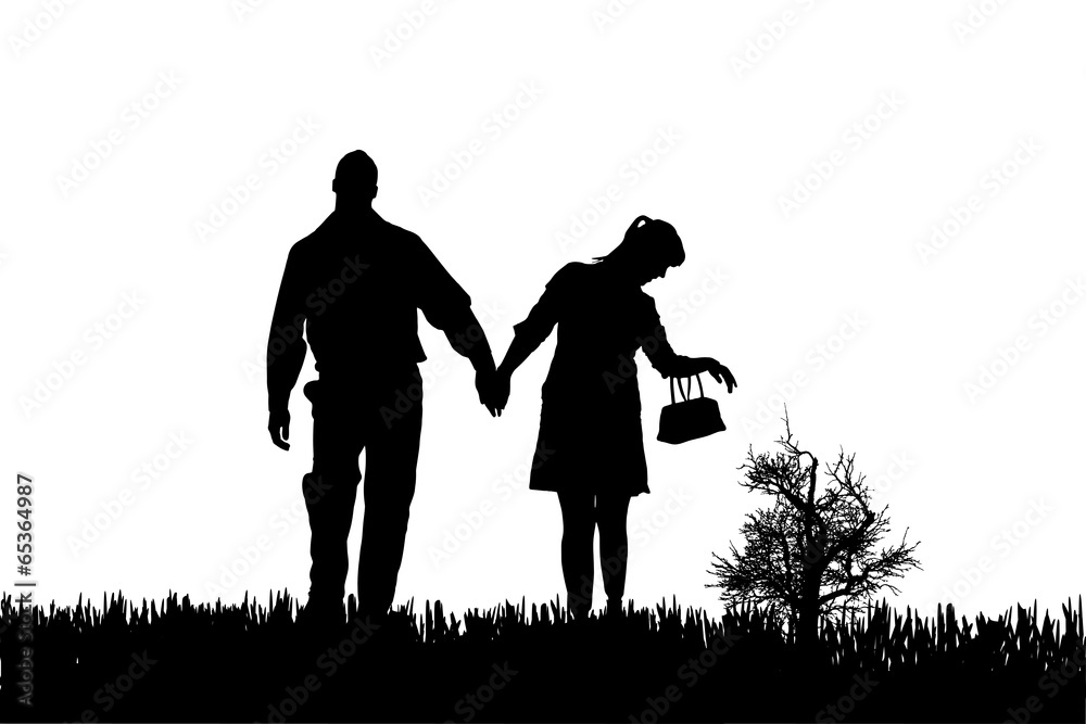 Vector silhouette of couple.