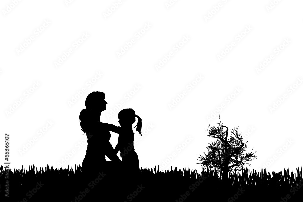 Vector silhouette of family.