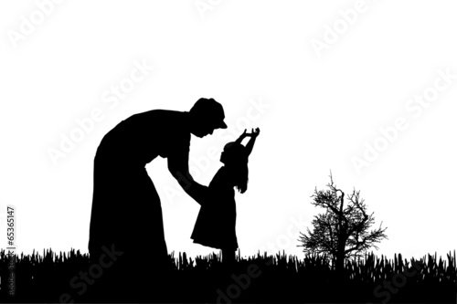 Vector silhouette of family.