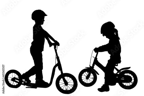 Vector silhouette of a children.