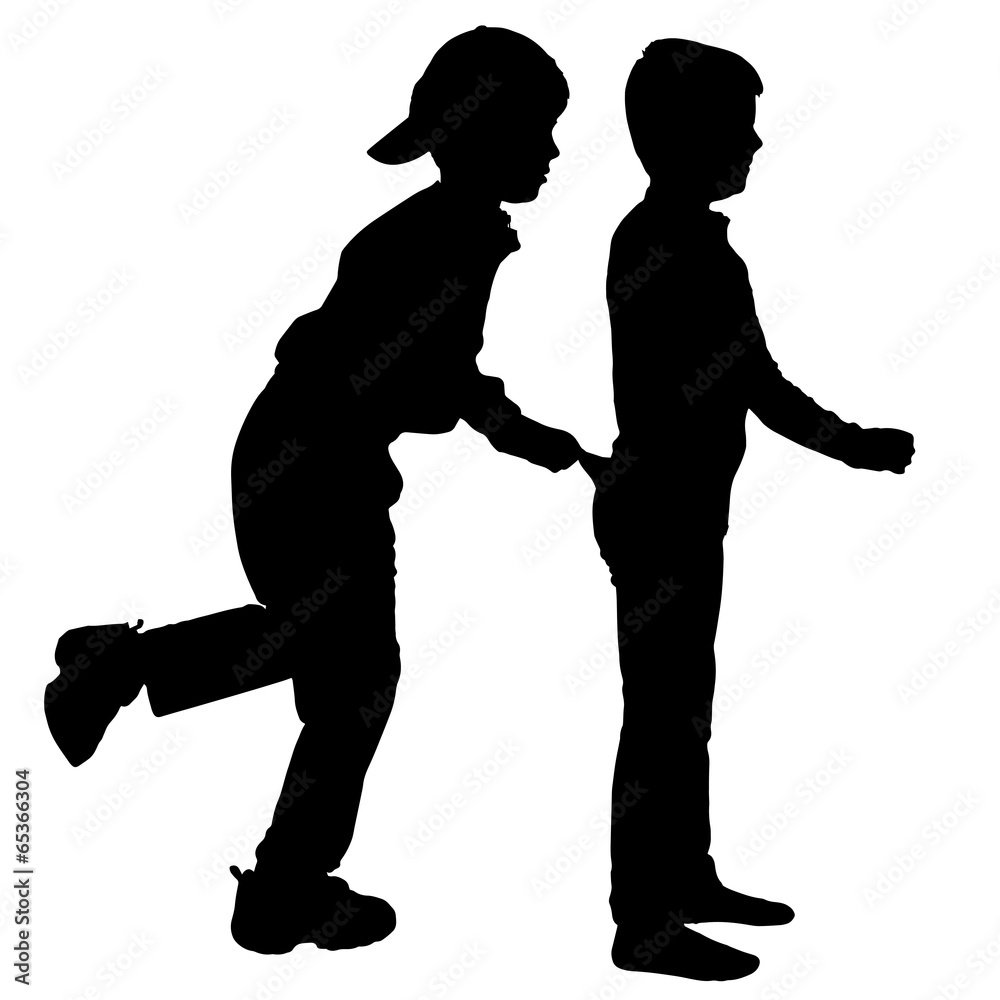 vector silhouette of children.