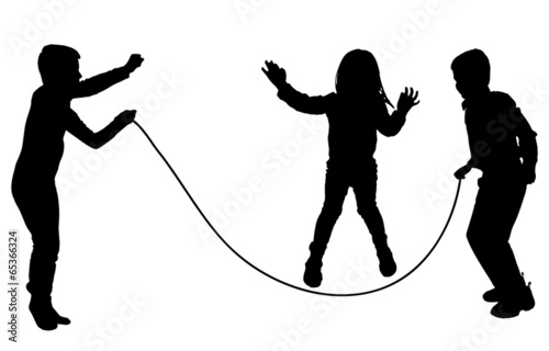 vector silhouette of children.