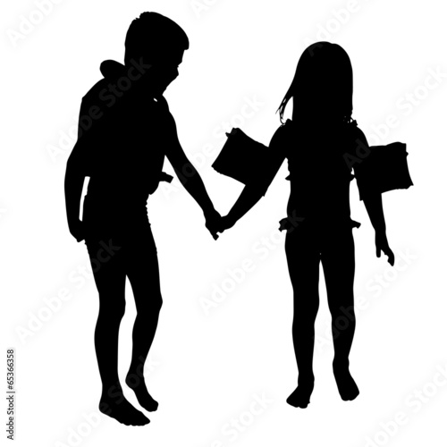vector silhouette of children.