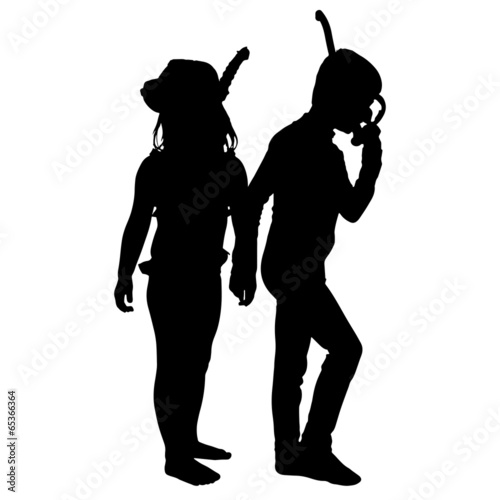 vector silhouette of children.