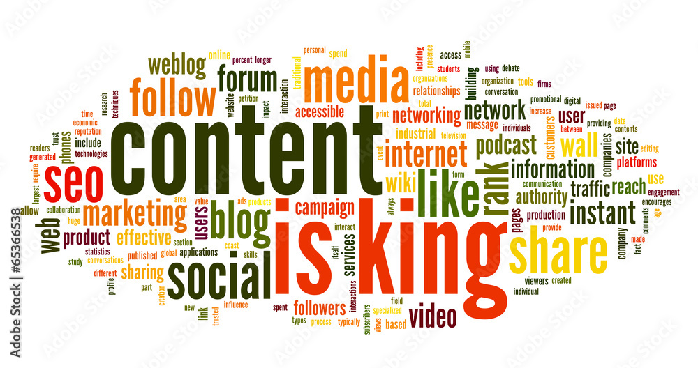 Fototapeta premium Content is king conept in word tag cloud