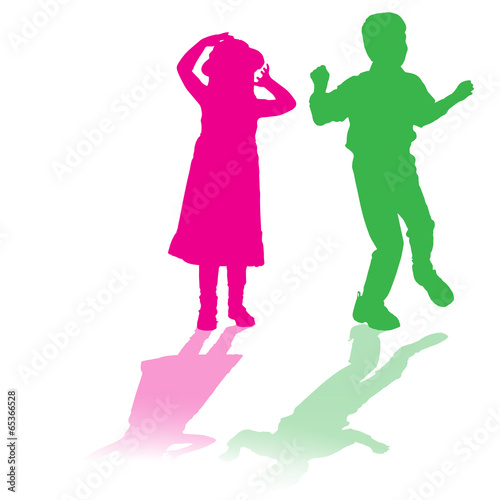vector silhouette of children.