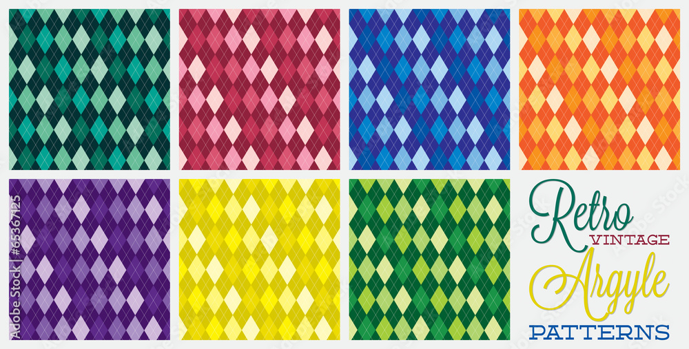 Retro vintage argyle patterns in vector format.