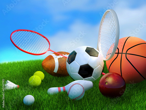 Sports equipment, basketball, soccer, tennis, baseball