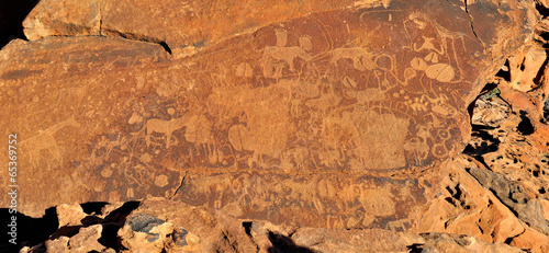 Rock engravings at Twyfelfontein, Namibia photo