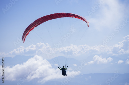 Paraglider over Austrian Alps with Karawanken Range