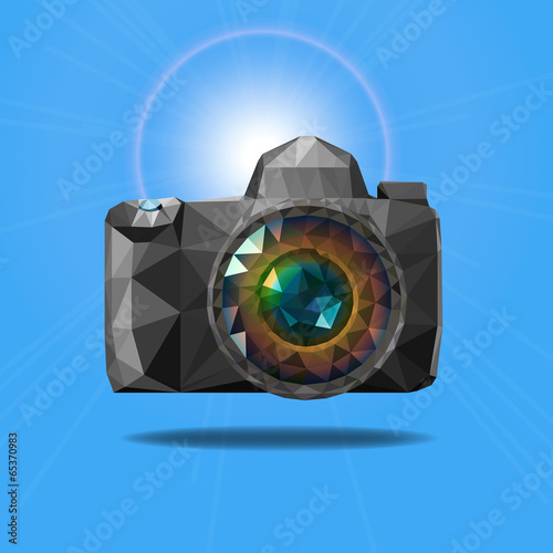 Vector: camera with colorful Triangle shape