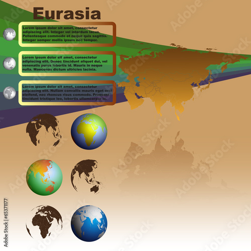 Eurasia map on brown background vector