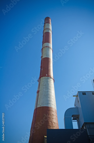 Perspective view of chimney of thermal power plant.