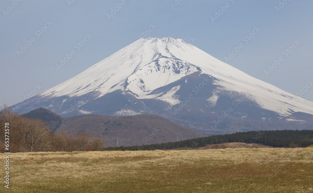mountain fuji in winter season from gotenba