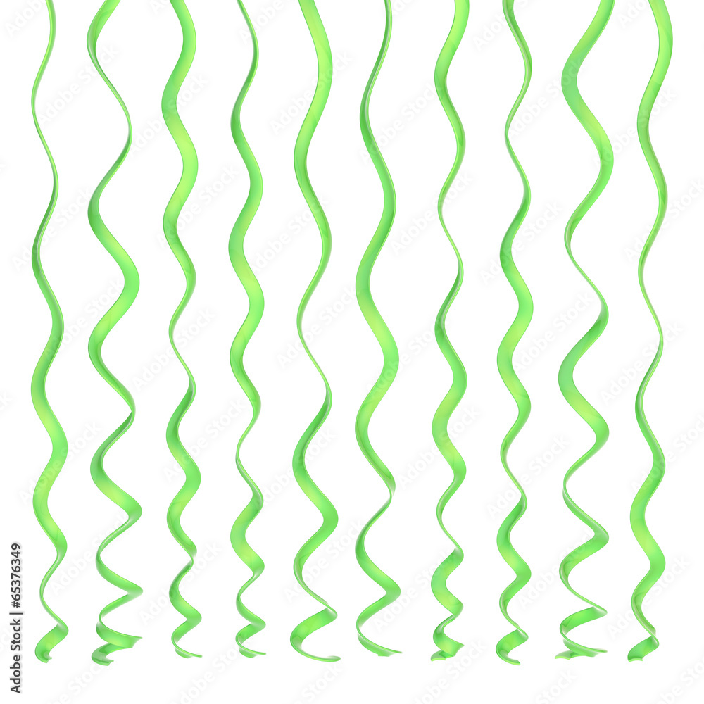 Serpentine ribbons isolated Serpentine ribbons isolated