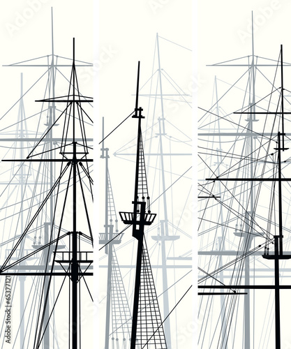 Vertical vector banners of ship's masts and sailyards.