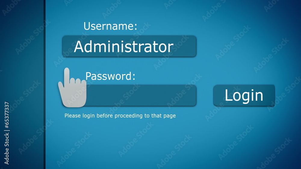 Login form page. Motion graphics