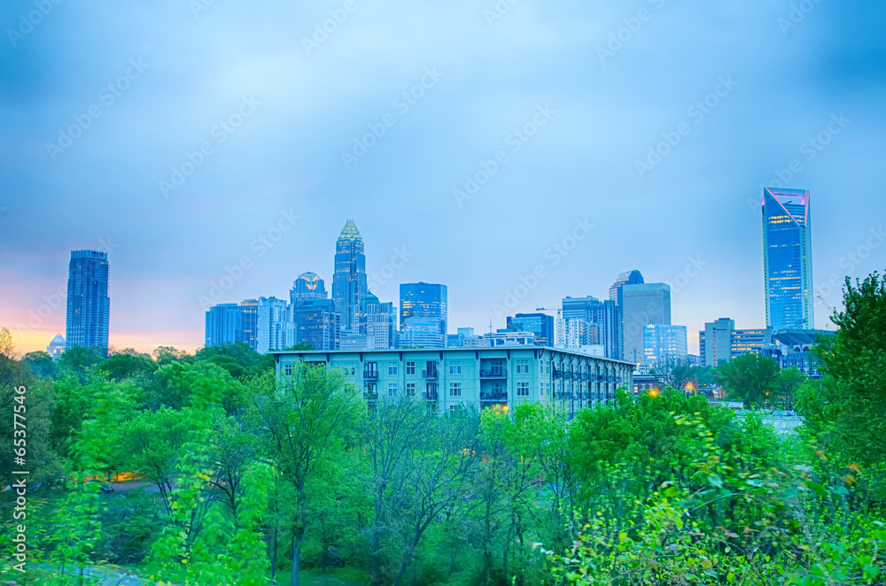 charlotte skyline early morning before sunrise charlotte skyline early morning before sunrise