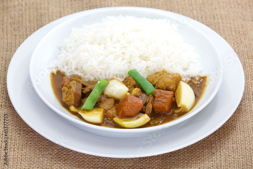 japanese food beef curry rice with vegetables
