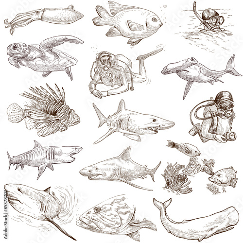Obraz na płótnie Underwater 1 - hand drawings