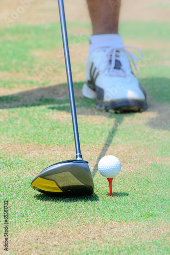 Close up of golf ball on tee