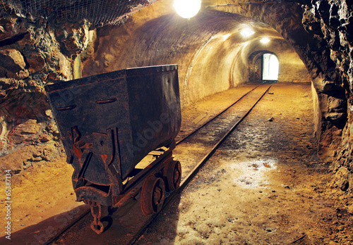 Mine gold underground tunnel railroad