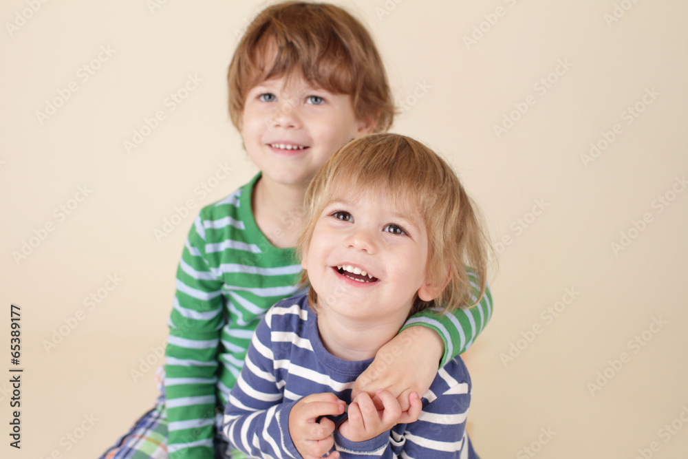 Happy Kids Hugging and Smiling Happy Kids Hugging and Smiling