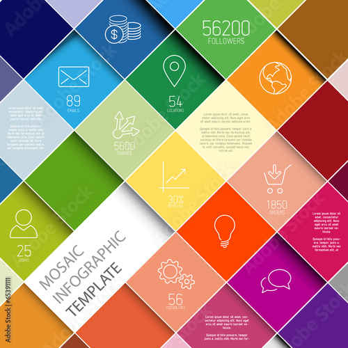 Vector raiinbow mosaic infographic template