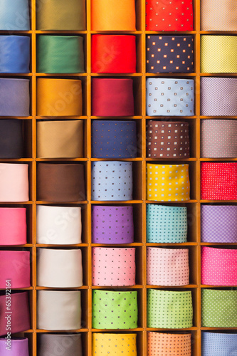 Colorful noname ties on display