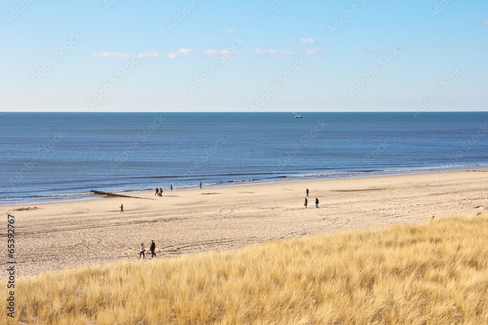 Hikers on the beach