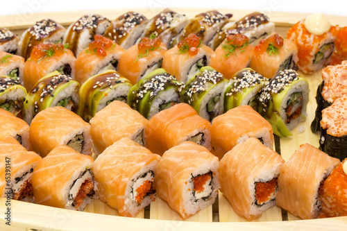 Japanese sushi seafood on a white background