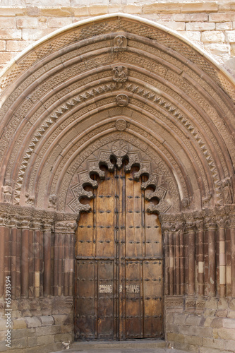 Door of San Román Church, Cirauqui. Navarre. Spain.