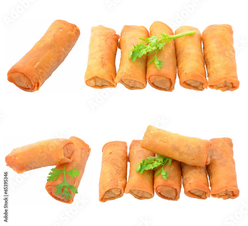 Spring Roll also known as Egg Roll isolated on white.