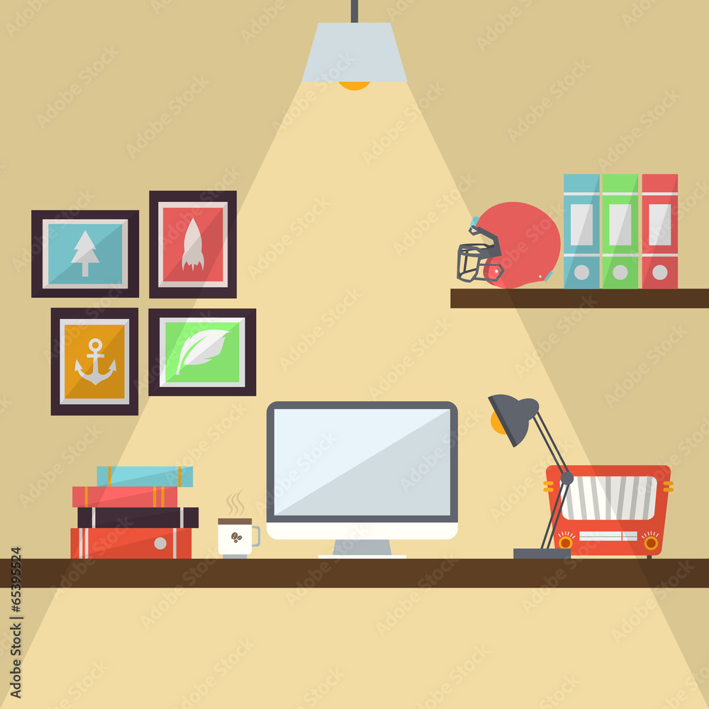 Workstation Flat Design Workstation Flat Design
