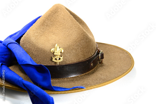 brown brim hat (hat of scout) isolated on white
