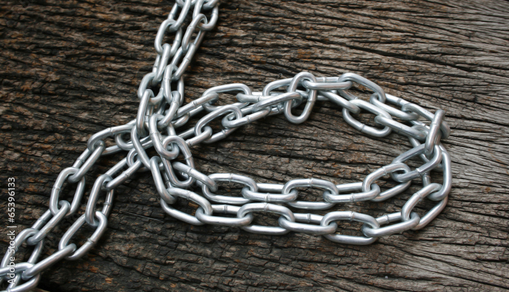 chain on wooden for background