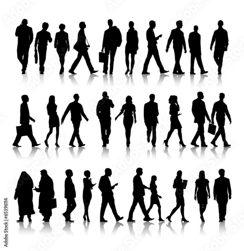 Silhouette Of Business People Commuting