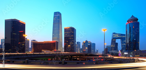 Beijing's modern skyline at dusk
